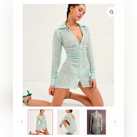 For Love And Lemons Drea Long Sleeve Mint Green Dress